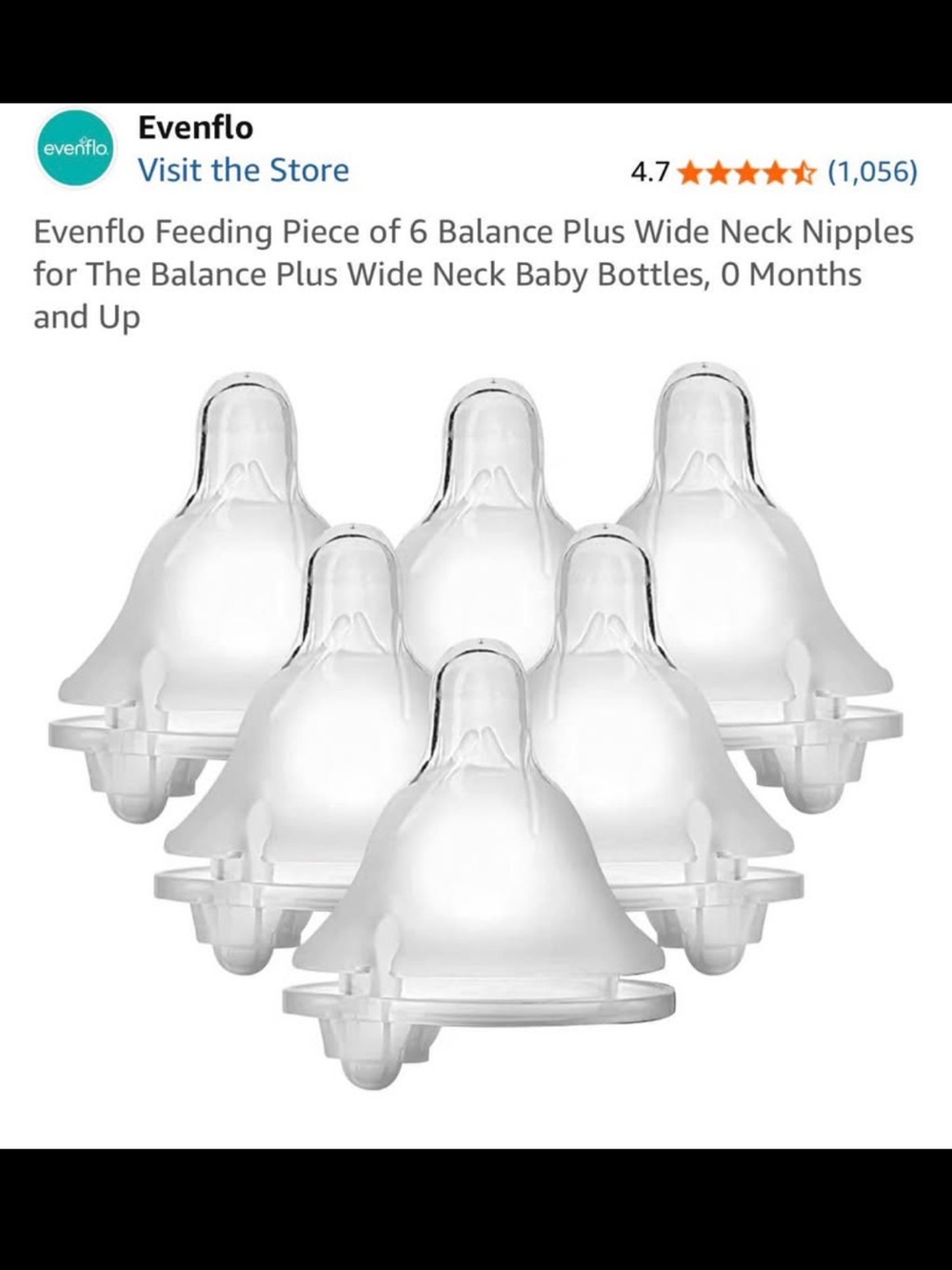 Evenflo Clear Silicone Wide Neck Baby Bottle Nipples 0+ mo slow flow (1)